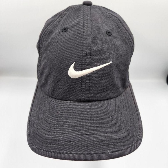 Nike Hat Cap Strap Back Black Dri-FIT Heritage86 Swoosh Mens Athletic Golf - Picture 3 of 9